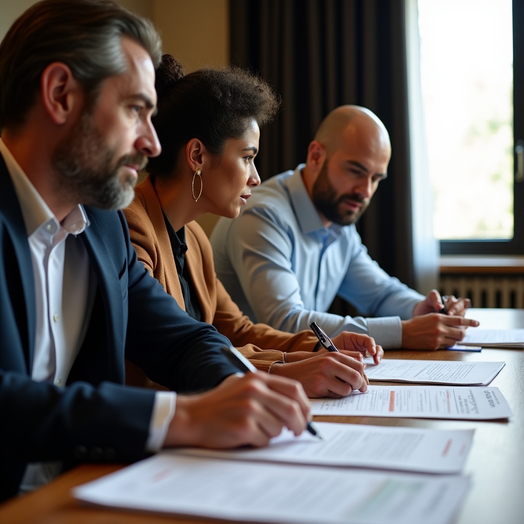 Workshop participants engaged in focused discussion about tax planning scenarios
